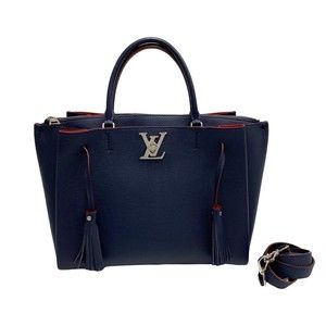 Louis Vuitton LockMe Turnlock Leather Shoulder Bag Marine Rouge